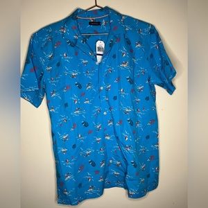 NWT Nautica XL (18/20) Short Sleeve Beach Themed Button Up